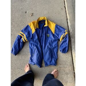 Vintage Brasil Windbreaker Jacket XXL Blue Yellow 90s Soccer Spellout Coat